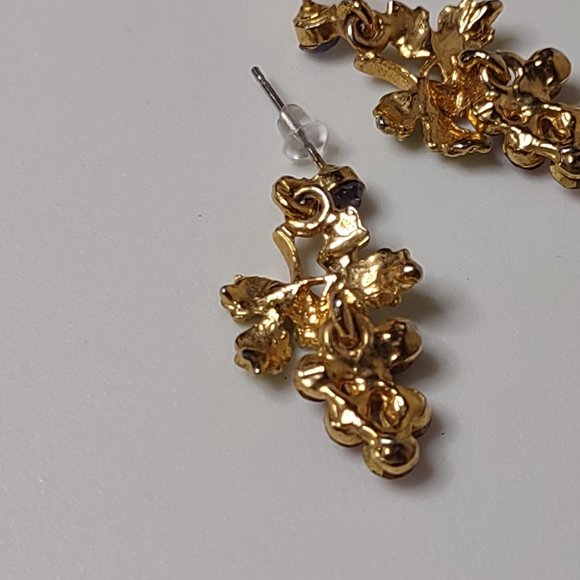 Cute Purple Grapes And Leaves Earrings - Picture 12 of 14